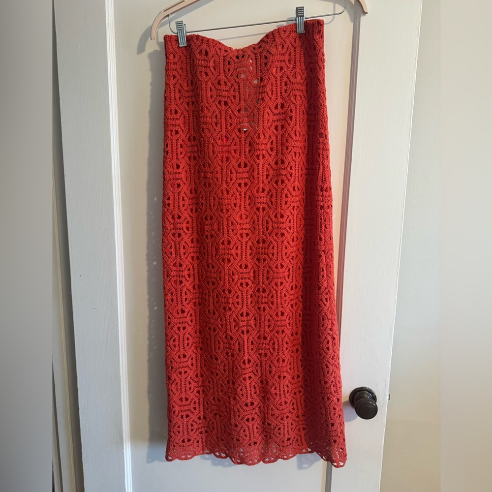 NWT MAX&Co. Coral Crochet Midi Skirt | Cotton Jersey Lining MaxMara - Picture 2 of 11